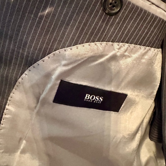 Boss Gray Striped Men's Suit Jacket - Picture 3 of 10